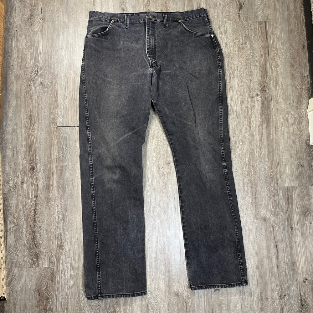VTG Wrangler 42x34‎ Gray Jeans Marbling HEAVY Relaxed Straight Made in USA Denim